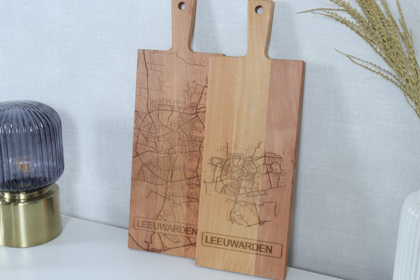 Borrelplank 49x17cm met stadskaart